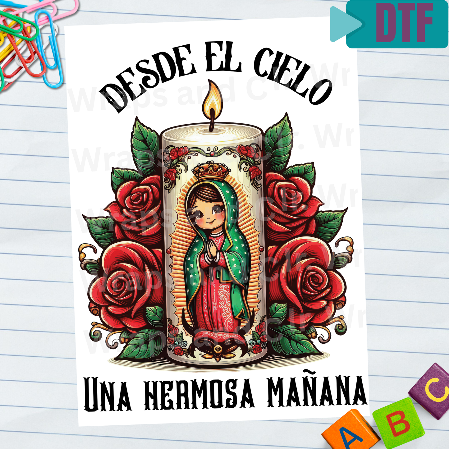 098 DTF Desde El Cielo Virgin Mary Candle