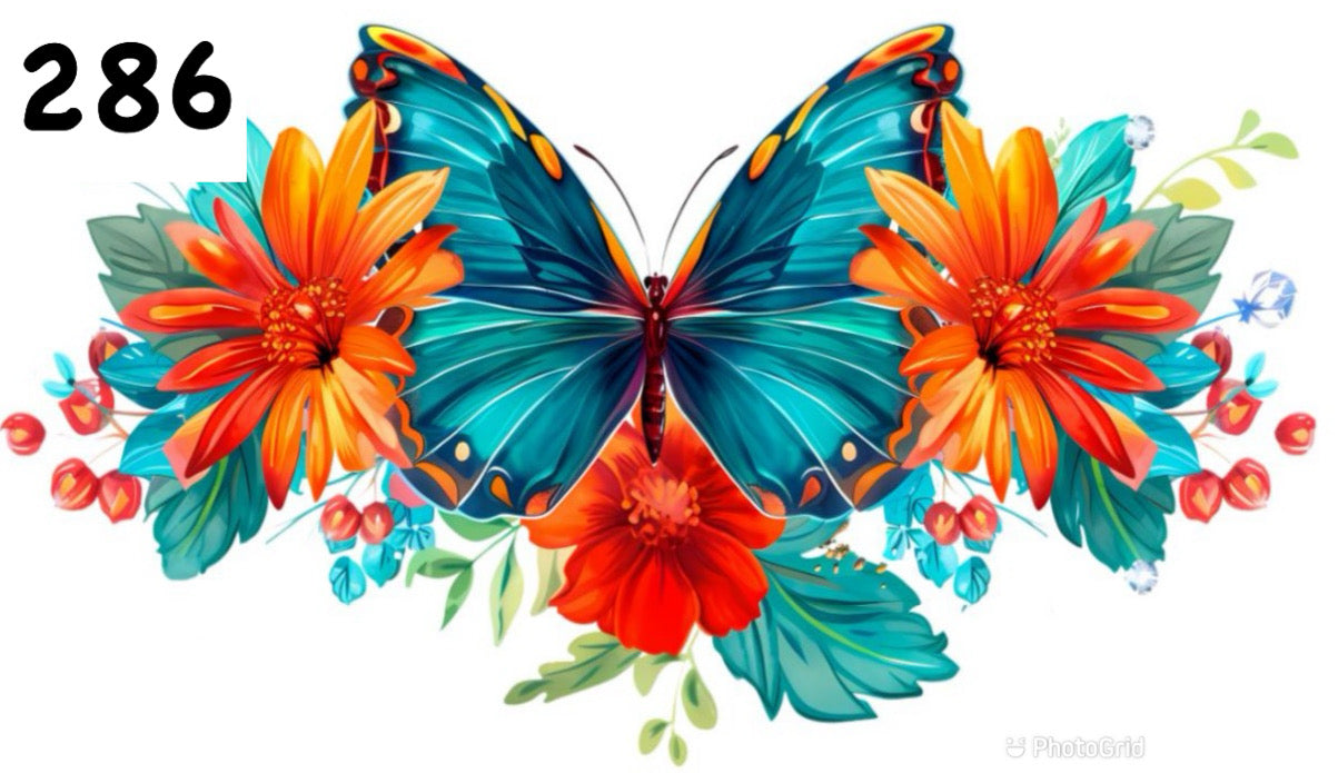 286 Teal & Orange Butterfly UV DTF Wrap