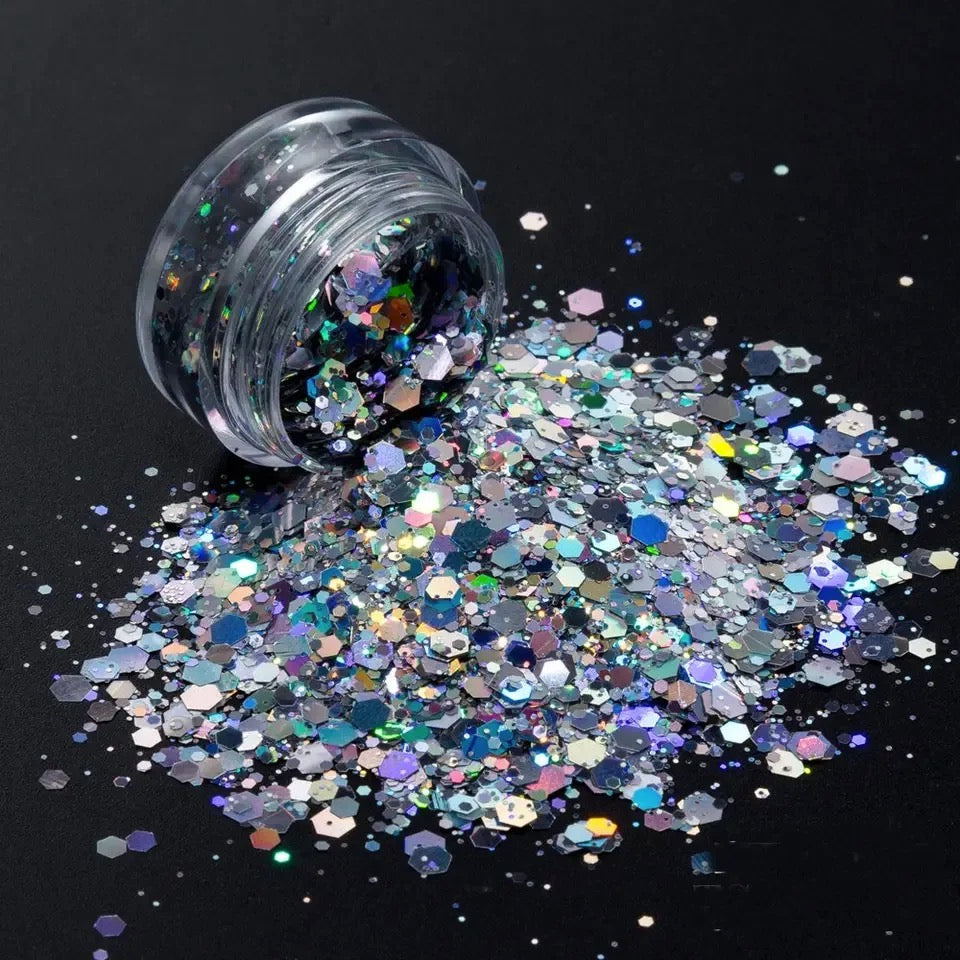 Tin Silver Chunky Holographic Mix Glitter