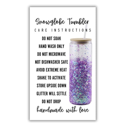 Glitter Snowglobe Care Card