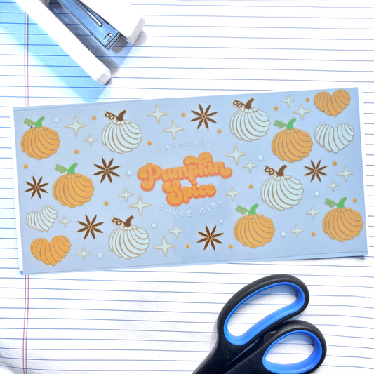 Fall 008 Cafecito and Pumpkin Spice 16oz uv dtf wrap