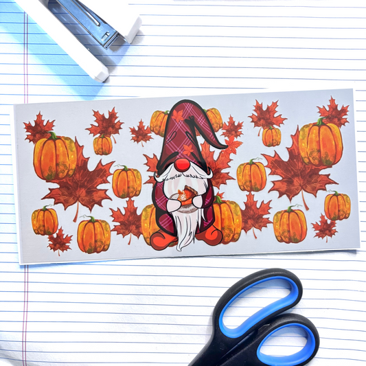 Fall 009 Fall Gnome 16oz uv dtf wrap