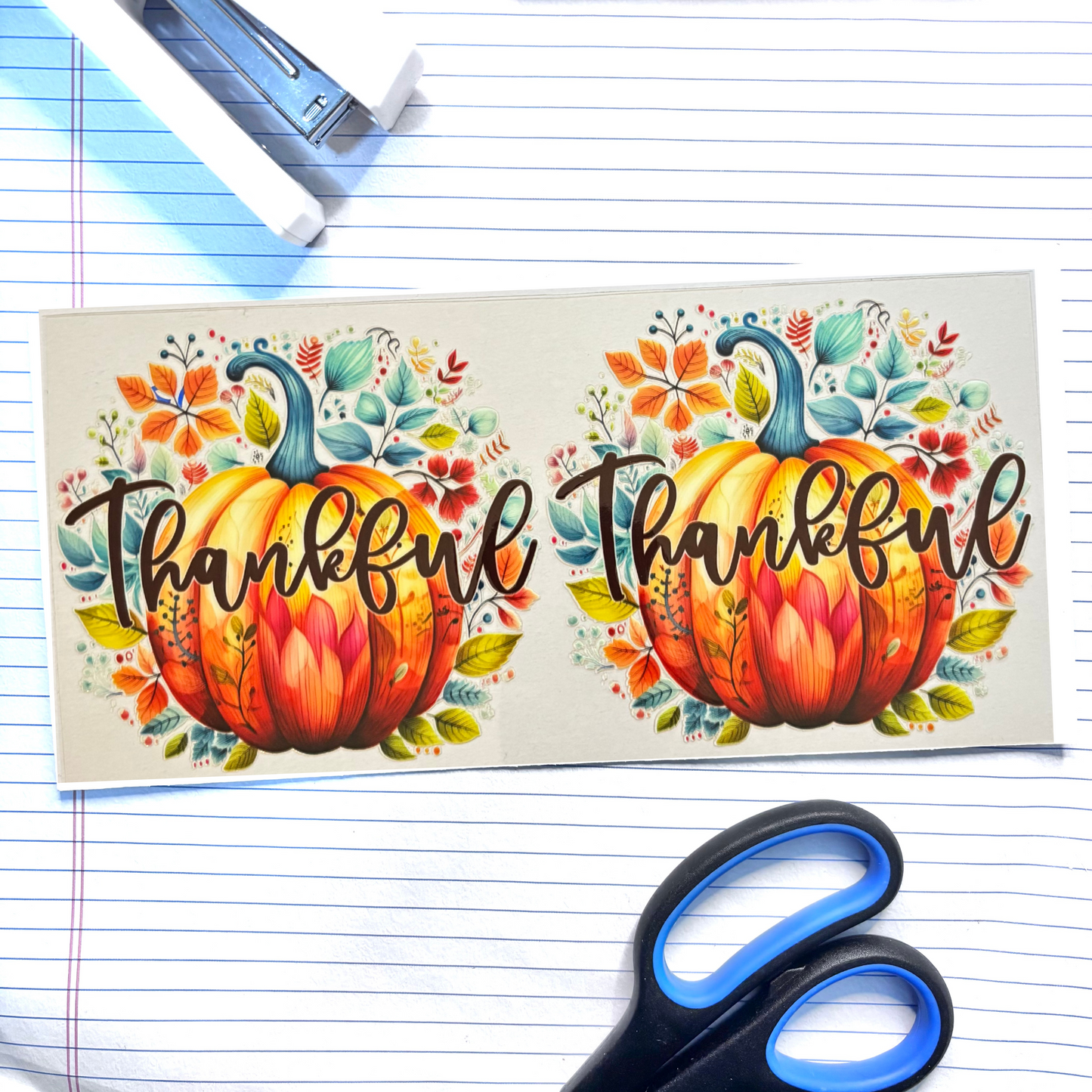 Fall 013 Thankful Pumpkin 16oz uv dtf wrap
