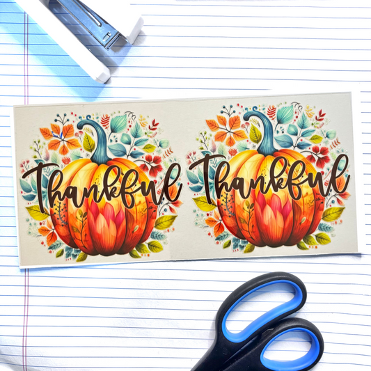 Fall 013 Thankful Pumpkin 16oz uv dtf wrap