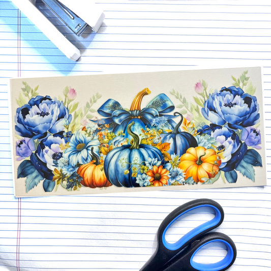 Fall 014 Blue Pumpkin 16oz uv dtf wrap
