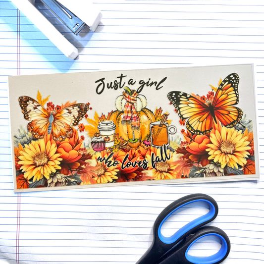 Fall 019 Just A Girl Who Loves Fall 16oz uv dtf wrap