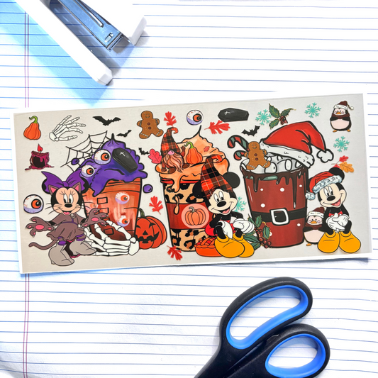 Fall 030 Mouse Hallothanksmas 16oz uv dtf wrap