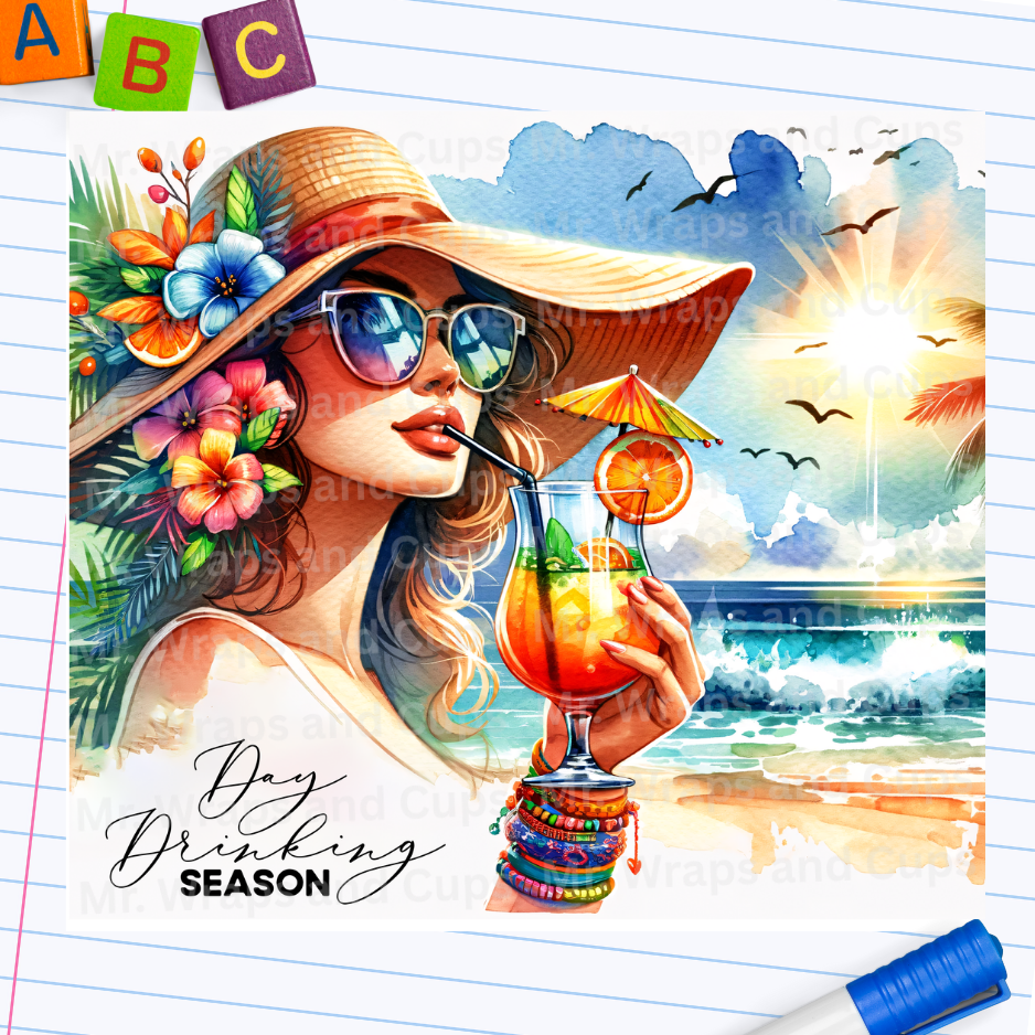P 046 Day Drinking Season 20oz Sublimation Wrap