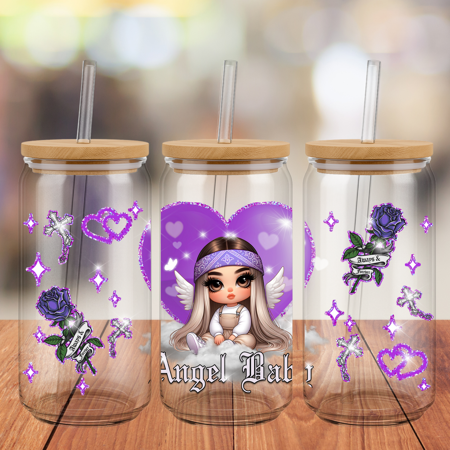 RTS Angel Baby Chicana Purple 16oz Cup